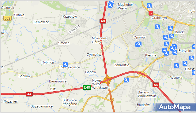 mapa Cesarzowice gmina Kąty Wrocławskie, Cesarzowice gmina Kąty Wrocławskie na mapie Targeo