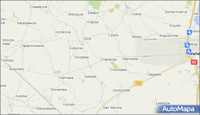 mapa Chabierów, Chabierów na mapie Targeo