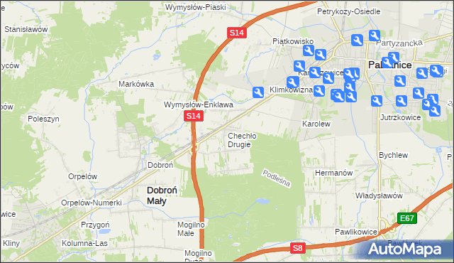 mapa Chechło Drugie, Chechło Drugie na mapie Targeo