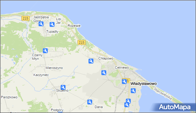 mapa Chłapowo gmina Władysławowo, Chłapowo gmina Władysławowo na mapie Targeo