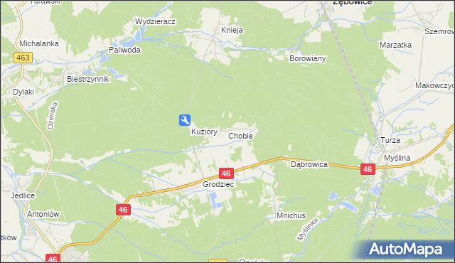 mapa Chobie, Chobie na mapie Targeo