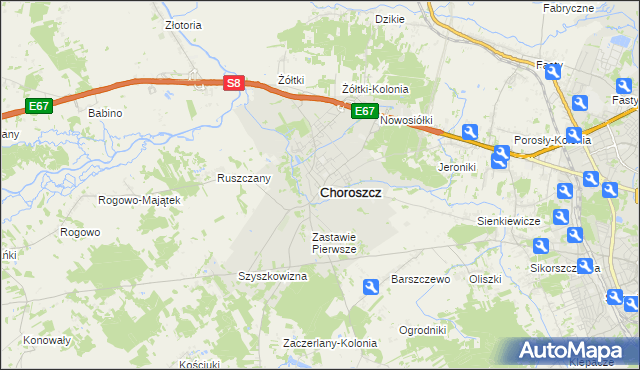 mapa Choroszcz, Choroszcz na mapie Targeo