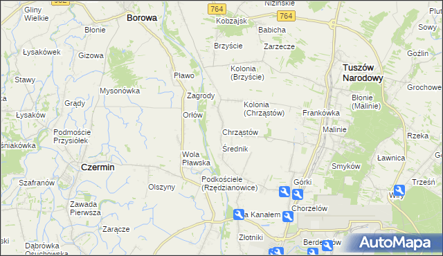 mapa Chrząstów gmina Mielec, Chrząstów gmina Mielec na mapie Targeo