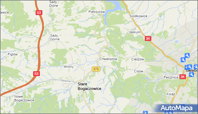 mapa Chwaliszów, Chwaliszów na mapie Targeo