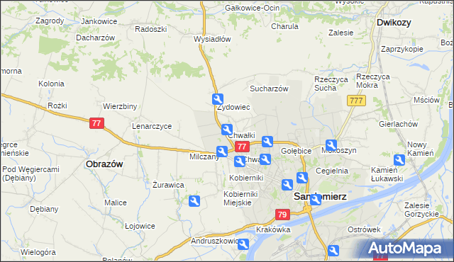 mapa Chwałki gmina Obrazów, Chwałki gmina Obrazów na mapie Targeo