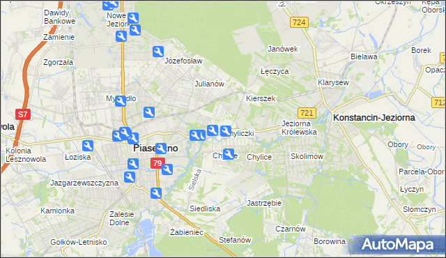 mapa Chyliczki gmina Piaseczno, Chyliczki gmina Piaseczno na mapie Targeo