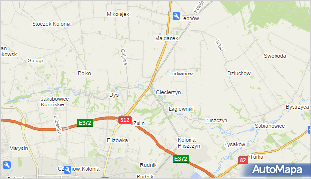 mapa Ciecierzyn gmina Niemce, Ciecierzyn gmina Niemce na mapie Targeo