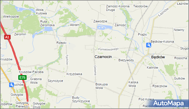 mapa Czarnocin powiat piotrkowski, Czarnocin powiat piotrkowski na mapie Targeo