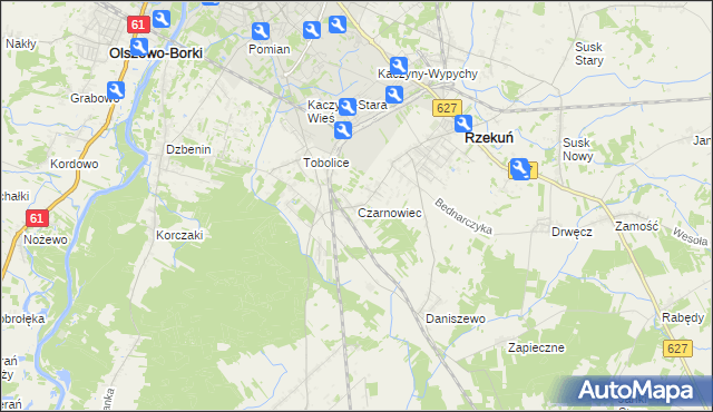 mapa Czarnowiec gmina Rzekuń, Czarnowiec gmina Rzekuń na mapie Targeo