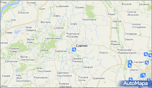 mapa Czermin powiat mielecki, Czermin powiat mielecki na mapie Targeo