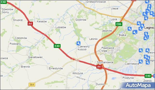 mapa Czerwony Kościół, Czerwony Kościół na mapie Targeo