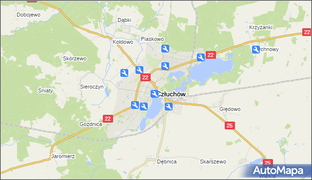 mapa Człuchów, Człuchów na mapie Targeo