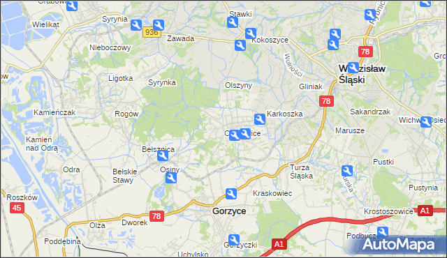 mapa Czyżowice gmina Gorzyce, Czyżowice gmina Gorzyce na mapie Targeo