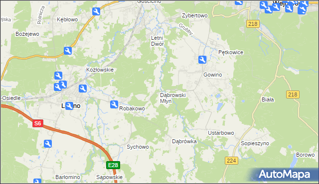 mapa Dąbrowski Młyn, Dąbrowski Młyn na mapie Targeo