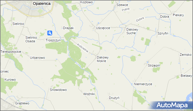 mapa Dakowy Mokre, Dakowy Mokre na mapie Targeo