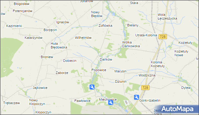 mapa Dańków gmina Błędów, Dańków gmina Błędów na mapie Targeo