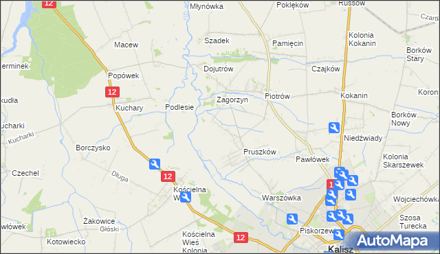 mapa Dębniałki Kaliskie, Dębniałki Kaliskie na mapie Targeo