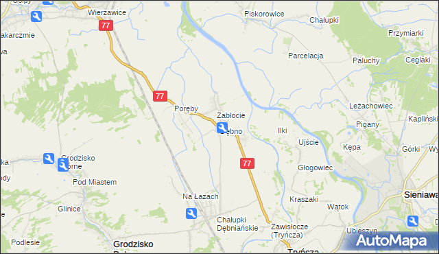 mapa Dębno gmina Leżajsk, Dębno gmina Leżajsk na mapie Targeo