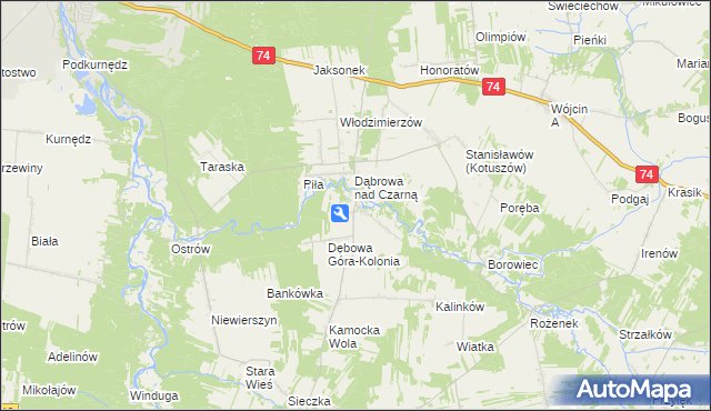 mapa Dębowa Góra gmina Aleksandrów, Dębowa Góra gmina Aleksandrów na mapie Targeo