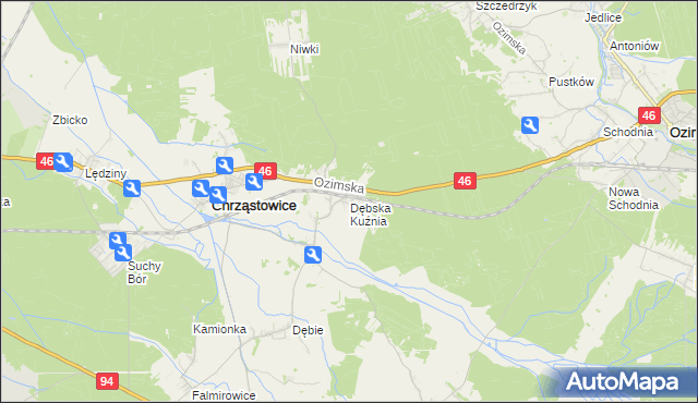 mapa Dębska Kuźnia, Dębska Kuźnia na mapie Targeo