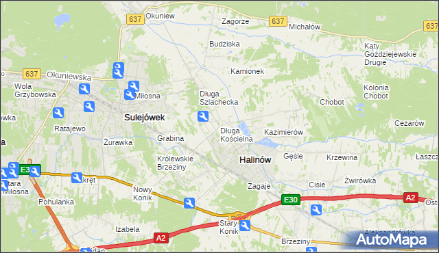 mapa Długa Kościelna, Długa Kościelna na mapie Targeo