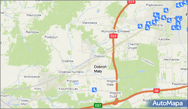 mapa Dobroń, Dobroń na mapie Targeo