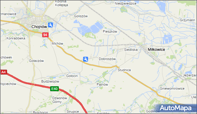 mapa Dobroszów gmina Chojnów, Dobroszów gmina Chojnów na mapie Targeo