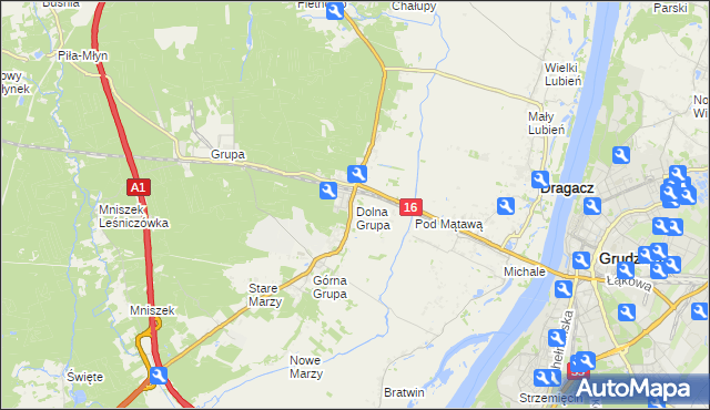 mapa Dolna Grupa, Dolna Grupa na mapie Targeo