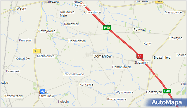 mapa Domaniów powiat oławski, Domaniów powiat oławski na mapie Targeo