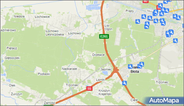 mapa Drzewce gmina Białe Błota, Drzewce gmina Białe Błota na mapie Targeo