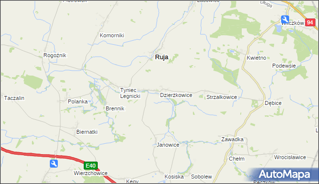 mapa Dzierżkowice gmina Ruja, Dzierżkowice gmina Ruja na mapie Targeo