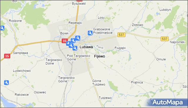 mapa Fijewo gmina Lubawa, Fijewo gmina Lubawa na mapie Targeo