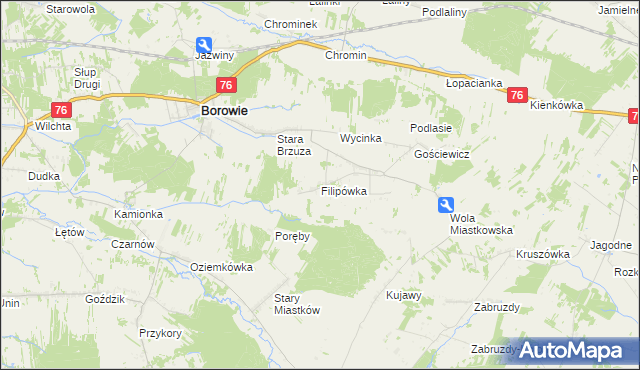 mapa Filipówka gmina Borowie, Filipówka gmina Borowie na mapie Targeo