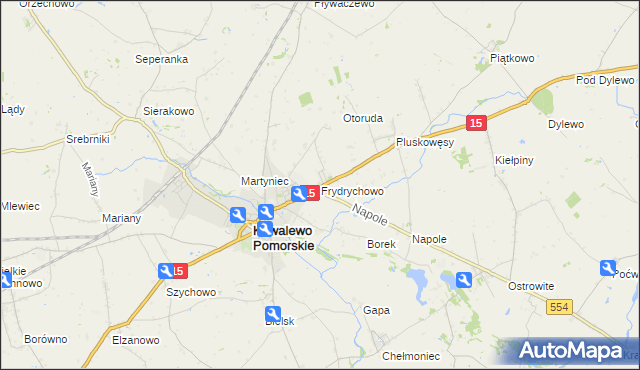 mapa Frydrychowo gmina Kowalewo Pomorskie, Frydrychowo gmina Kowalewo Pomorskie na mapie Targeo