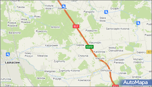 mapa Gąsów, Gąsów na mapie Targeo