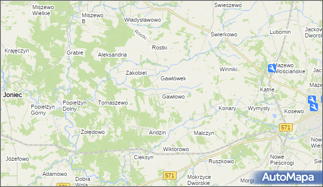 mapa Gawłowo, Gawłowo na mapie Targeo