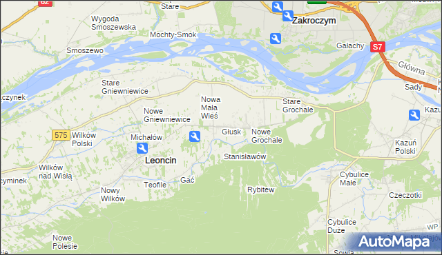 mapa Głusk gmina Leoncin, Głusk gmina Leoncin na mapie Targeo