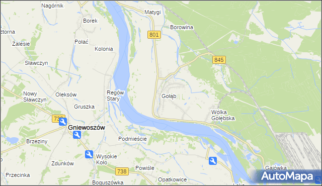 mapa Gołąb gmina Puławy, Gołąb gmina Puławy na mapie Targeo