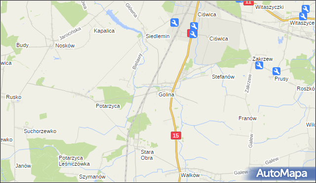 mapa Golina gmina Jarocin, Golina gmina Jarocin na mapie Targeo