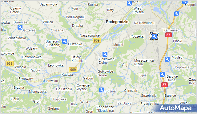 mapa Gołkowice Dolne, Gołkowice Dolne na mapie Targeo