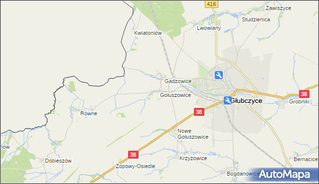 mapa Gołuszowice, Gołuszowice na mapie Targeo