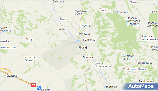 mapa Goraj powiat biłgorajski, Goraj powiat biłgorajski na mapie Targeo