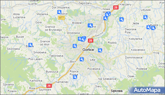 mapa Gorlic, Gorlice na mapie Targeo