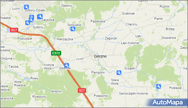 mapa Górzno powiat garwoliński, Górzno powiat garwoliński na mapie Targeo