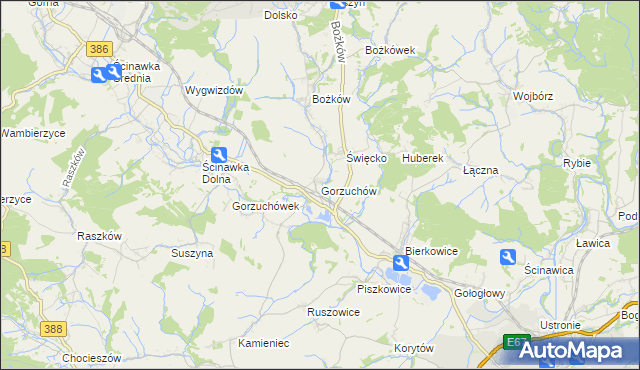 mapa Gorzuchów, Gorzuchów na mapie Targeo