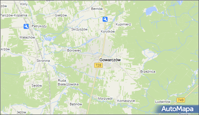 mapa Gowarczów, Gowarczów na mapie Targeo