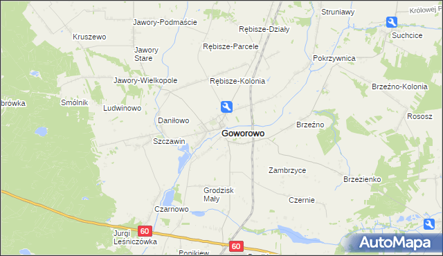 mapa Goworowo powiat ostrołęcki, Goworowo powiat ostrołęcki na mapie Targeo