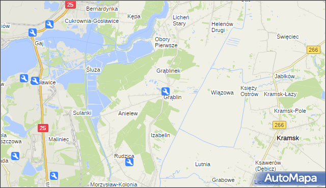 mapa Grąblin, Grąblin na mapie Targeo