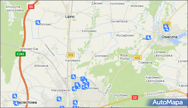 mapa Gronówko gmina Lipno, Gronówko gmina Lipno na mapie Targeo