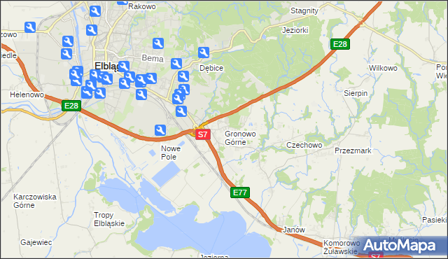 mapa Gronowo Górne, Gronowo Górne na mapie Targeo